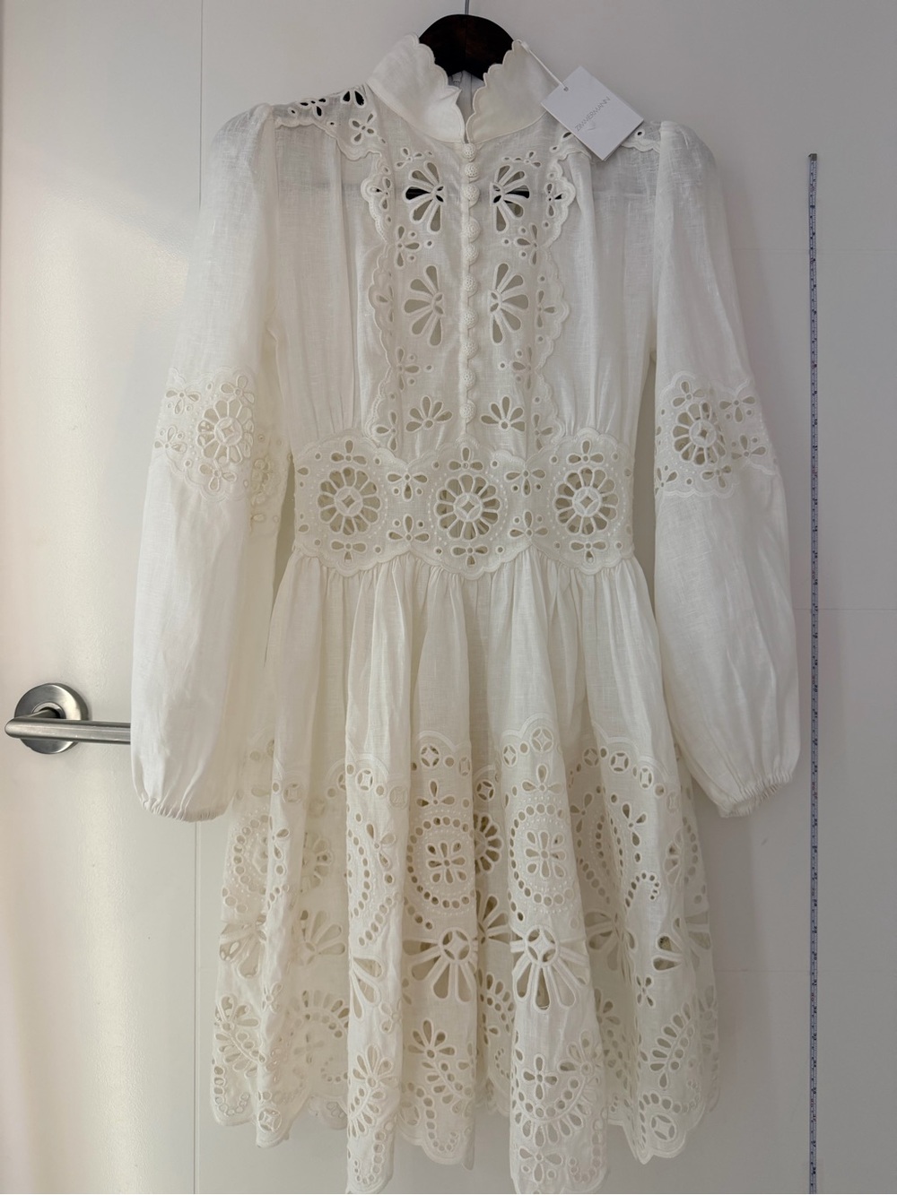 NWT Zimmermann Acacia Broderie Ivory Anglaise White Eyelet Lace Mini Dress - Picture 9 of 14